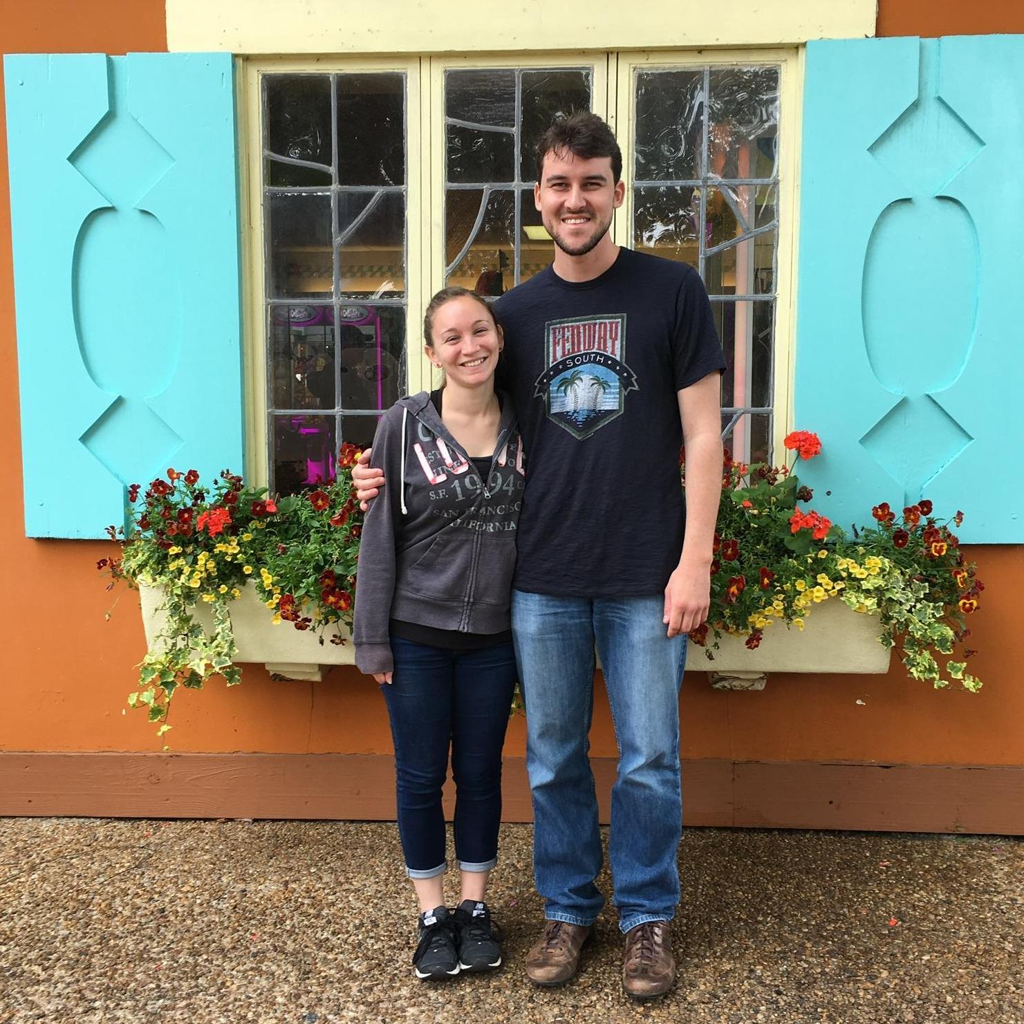 Our first vacation together was to Hampton Roads, VA in May 2017. Here we are at Busch Gardens, where Max met Katie's brother Jacob for the first time!