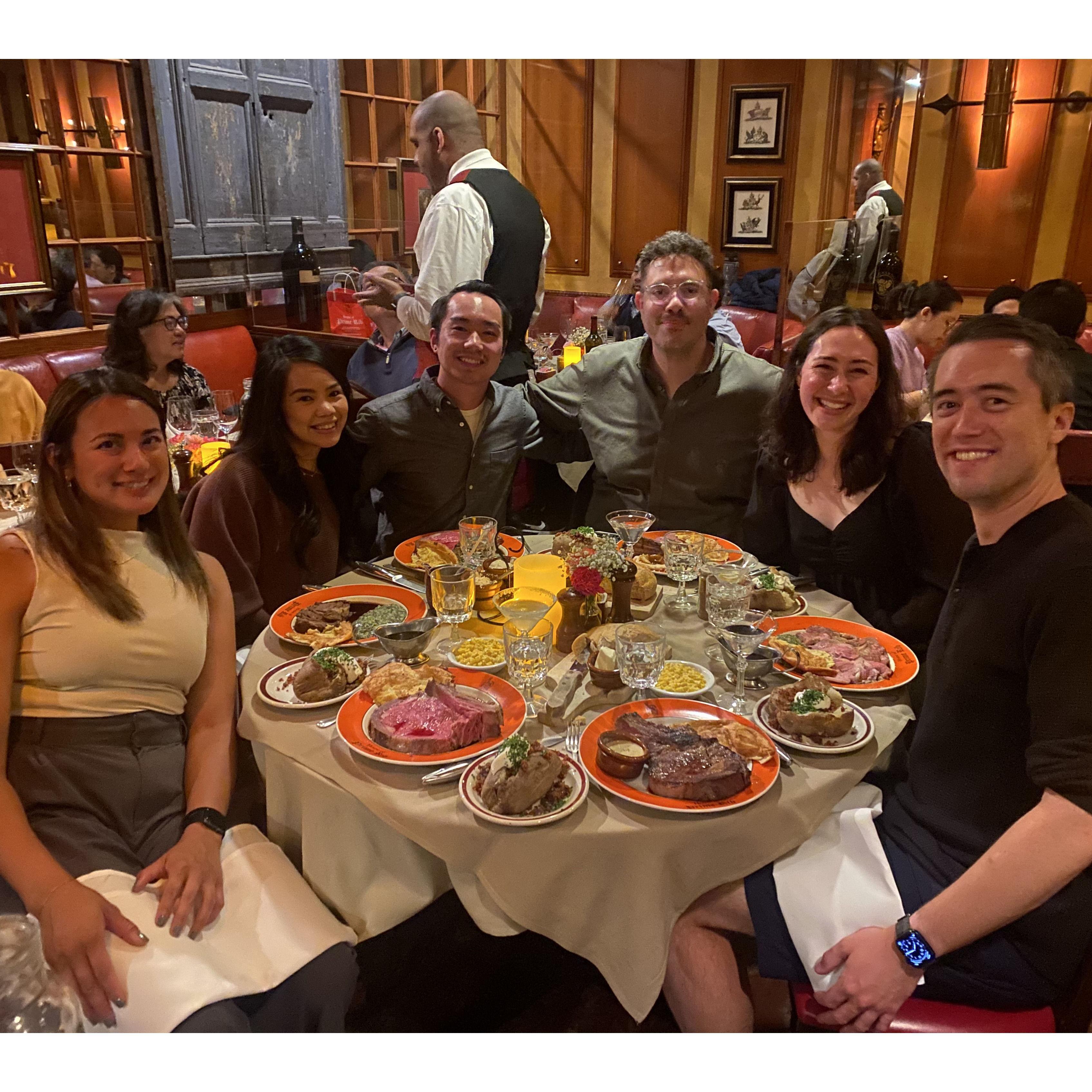 Taking on BIG cuts of meat at House of Prime Rib in SF with friends