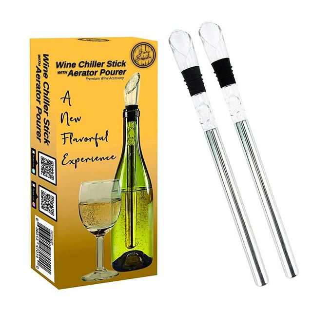 Guay Bebida Wine Chiller Stick and Aerating Pourer - In Bottle Wine Cooler Chilling Rod with Aerator Pourer - Premium Wine Accessory for Iceless Chilled Wine – Cool Gift for Wine Lovers – Pack of 2