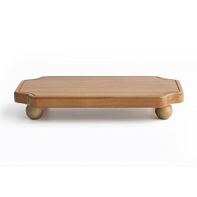 HillSpring Farmhouse Wood Riser Pedestal Stand, 13 x 8 Inch Wooden Tray for Kitchen Counter & Bathroom Sink, Soap Dispenser Holder, Display Riser for Plants, Candles, Vases
