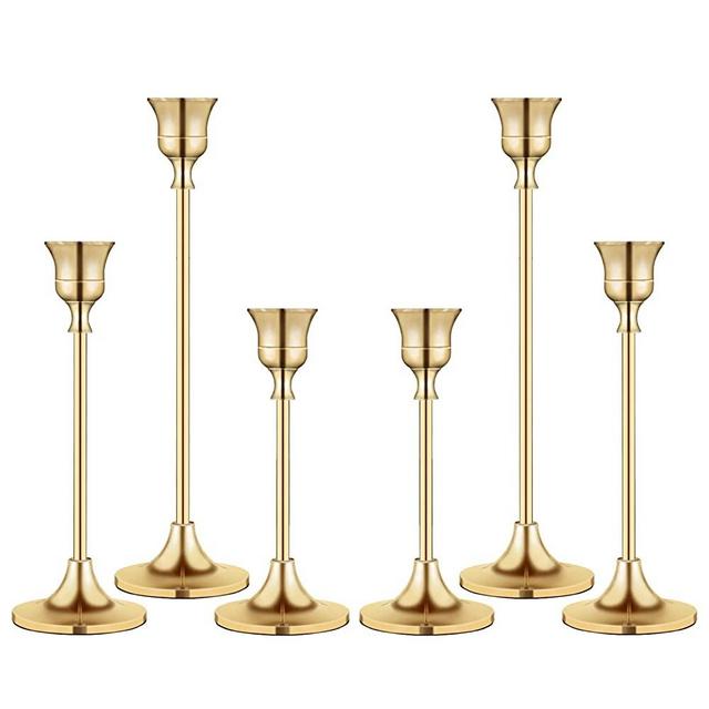 Candlestick Holders Taper Candle Holder for Candlesticks Vintage Modern Decorative Candle Stick Long Holder for Fireplace Party Dining Home (Gold 2)