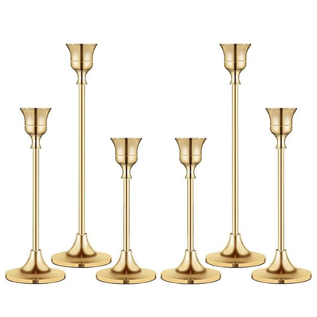 Candlestick Holders Taper Candle Holder for Candlesticks Vintage Modern Decorative Candle Stick Long Holder for Fireplace Party Dining Home (Gold 2)