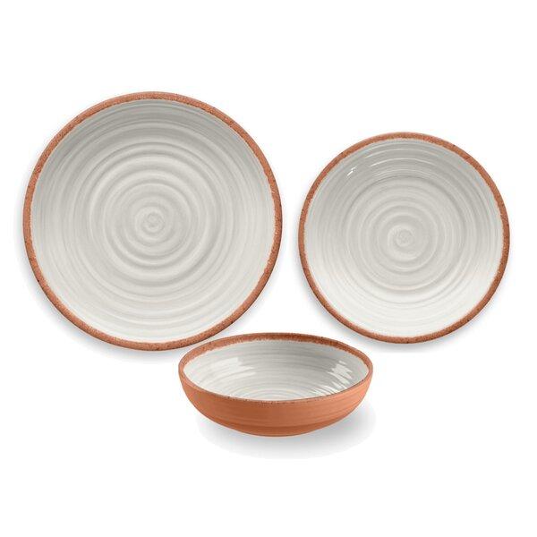 Ivory Rustic Swirl 12 Piece Melamine Dinnerware Set, Service for 4