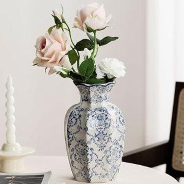 Vintage Blue Ceramic Flower Vase