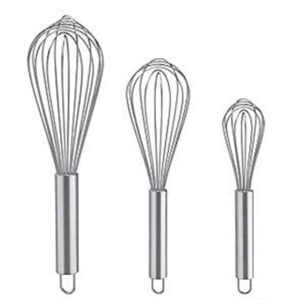 Whisks for Cooking, 3 Pack Stainless Steel Whisk for Blending, Whisking, Beating and Stirring, Enhanced Version Balloon Wire Whisk Set, 8"+10"+12"