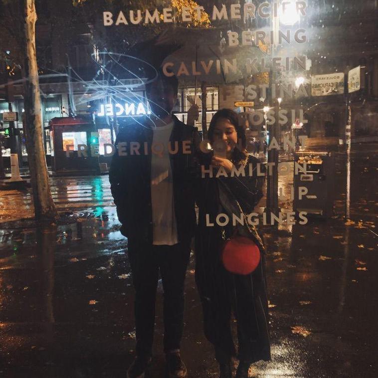 Rainy stroll in Paris when Neil was touring Europe
