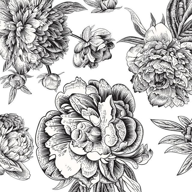 Black & White Flowers Removable Wall Decal