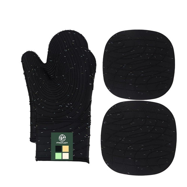4 Pieces Oven and Pot Holders Mitts of Macaron Color Thickened Non-Slip Silicone Kitchen Gloves, Heat Resistant up to 500F, Essential for Kitchen Baking(makal-HEI)