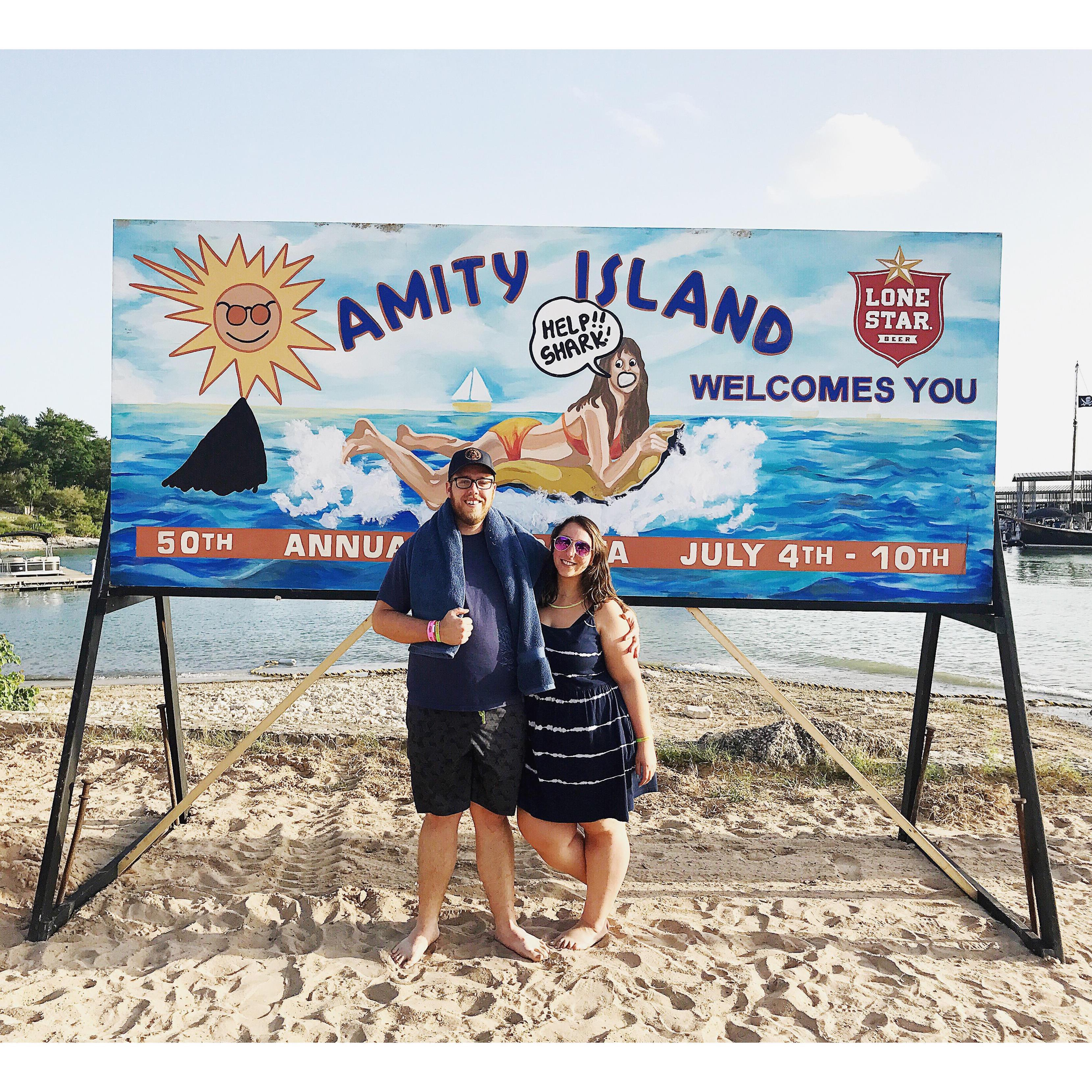Attending a "Jaws" screening at Volente Beach in Austin.