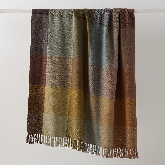 Colorblock Plaid Throw, 50"x60", Warm Multi