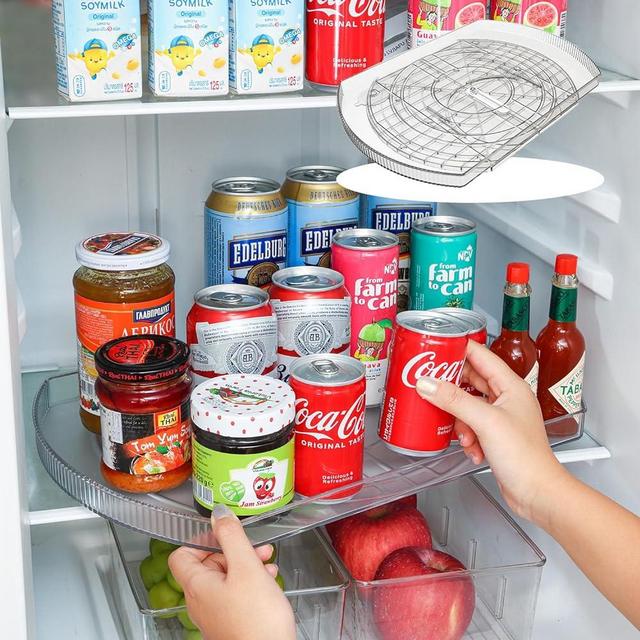 Sousnous Lazy Susan Turntable Organizer for Refrigerator, 16.5'' Clear Rectangular Fridge Organizer Storage, Turntable Rack for Cabinet, Pantry, Kitchen