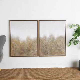 Golden Contemporary Abstract Wall Art, Set of 2
