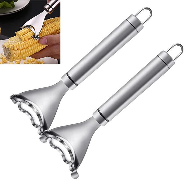 2PCS Magic Corn Cutter Peeler, Corn Stripper Cob Stripper Tool ,Premium Stainless Steel Corn Thresher Cob Remover tool with Ergonomic Handle