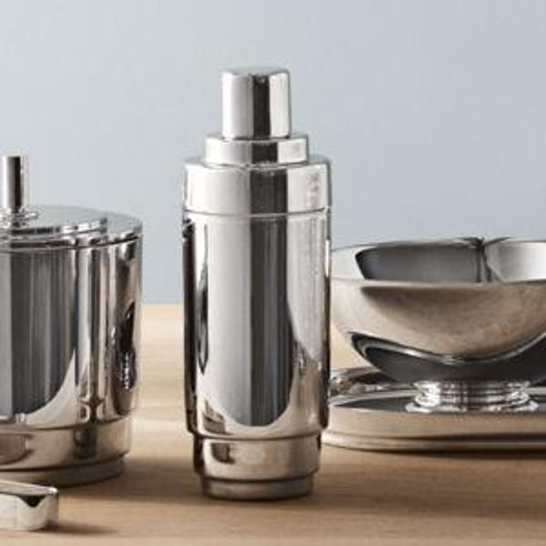 Georg Jensen, MANHATTAN cocktail shaker in Art Deco inspired stainless steel