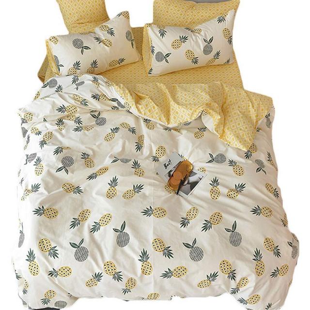 Feelyou Yellow Pineapple Bedding Duvet Cover Sets Queen Size, Cute Fruit Decor Comforter Cover for Kids Girls Boys, Teens Adults Soft Bedding Set with 2 Pillow Shams Breathable Bedding Collection