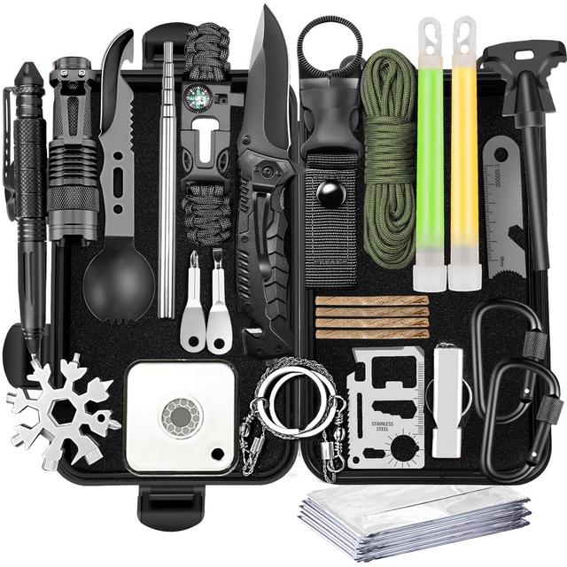 Survival Kits, Gifts for Men Dad Husband Teenage Boy, 25 in 1 Survival Gear and Equipment Supplies Kits Christmas Stocking Stuffers Cool Gadgets Gifts for Families Outdoors Camping Hiking Adventures