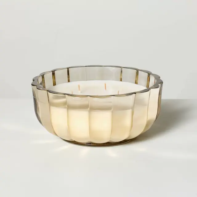 5-Wick Scalloped Glass Mulled Spice Christmas Jar Candle Tan 32oz - Hearth & Hand™ with Magnolia