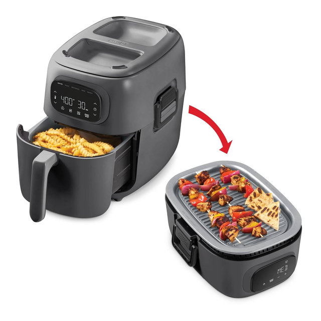Dash 7qt Flip and Fry Digital 2-in-1 Grill + Air Fryer Graphite