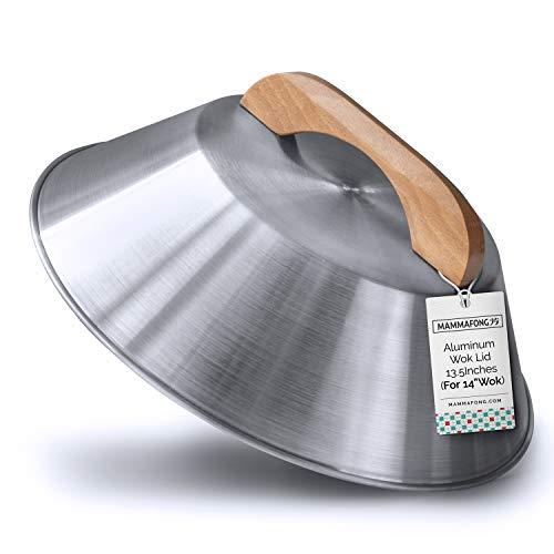 Aluminum Wok Cover for 14" Hand Hammered Wok, 13.5 inch Flat Wok Lid