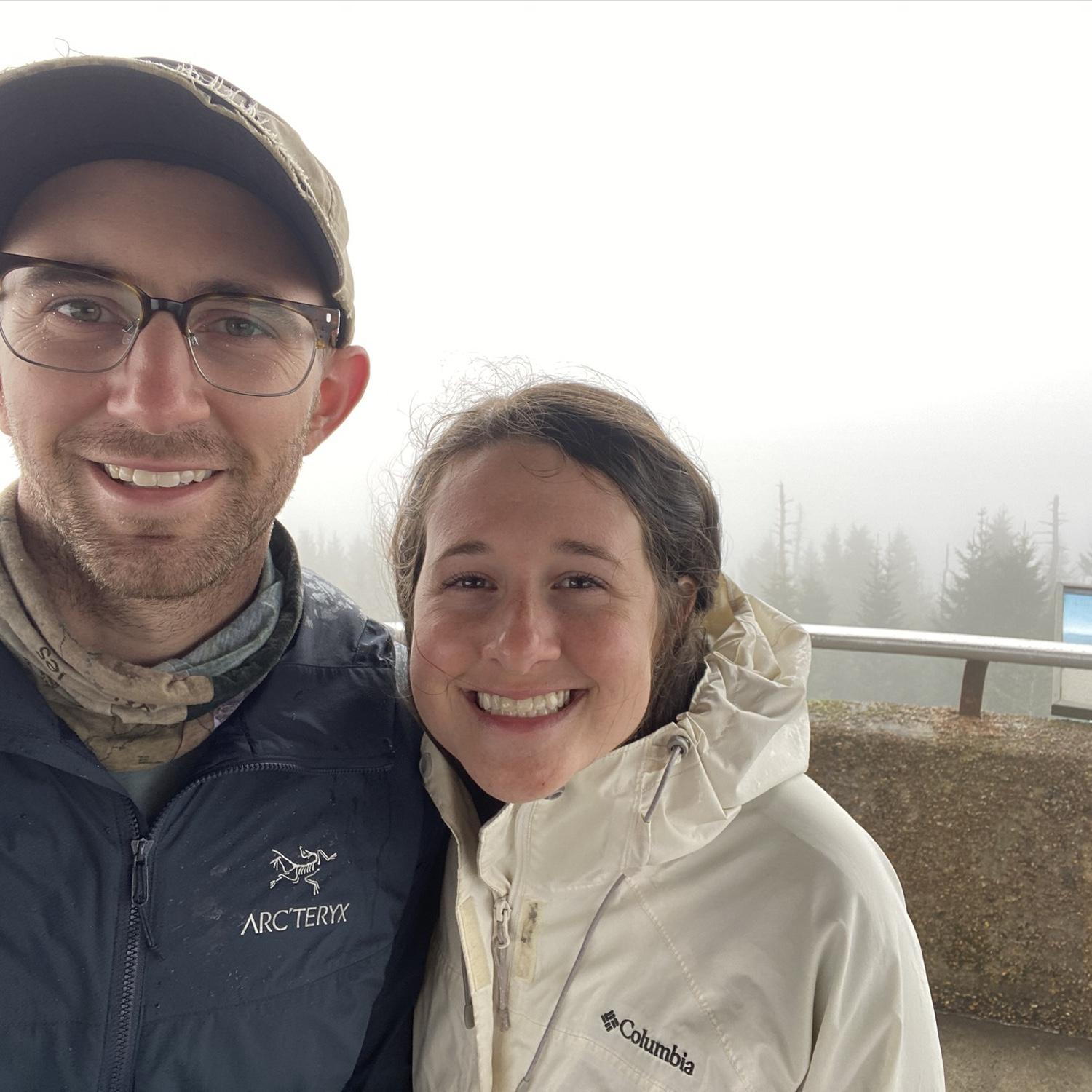 Atop Mt. Mitchell, the highest point in the eastern U.S. The rainy day ruined the view but still one to remember