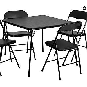 Flash Furniture Madison 5-Piece Folding Card Table and Chairs Set, Portable Event Table and Chairs Set, Black