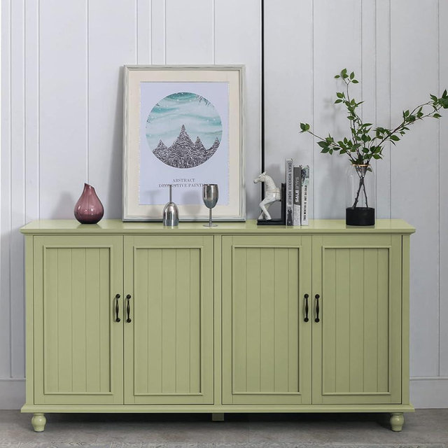 Scurrty Buffet Cabinet with Storage Sideboard, 62'' Coffee Bar Kitchen 4 Doors, Station,Kitchen Pantry for Dinning Room, and Living Room Green (HKBFDC012GN)