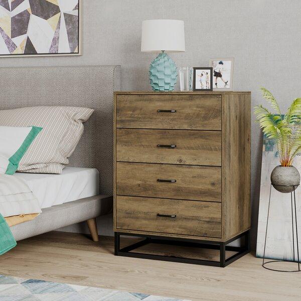 Chest Of Drawers, Modern Dresser With 4 Drawers, Wood Drawer Cabinet For Home And Office, Easy Assembly