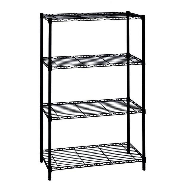 Black 4-Tier Metal Wire Shelving Unit (36 in. W x 54 in. H x 14 in. D)