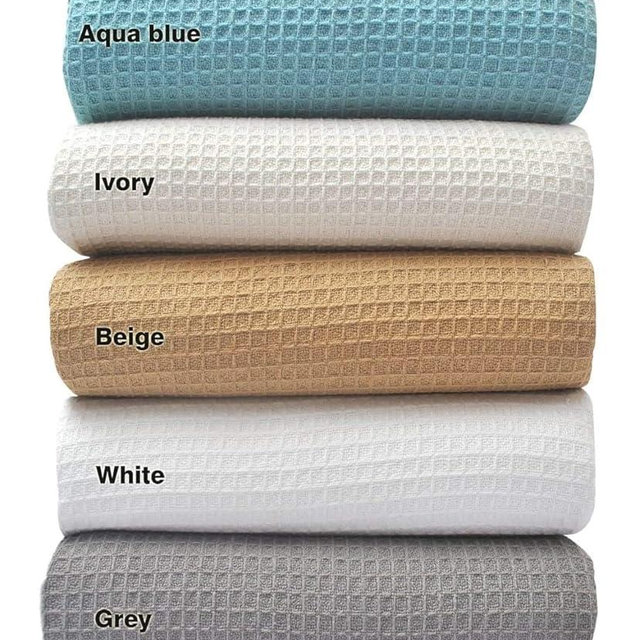 Tex Trend Waffle Blanket – 100% Cotton Blankets Queen Size – Breathable and Soft for Summer Spring – Suitable for Bed Layering, Sofa - Light Grey (90”x90”)