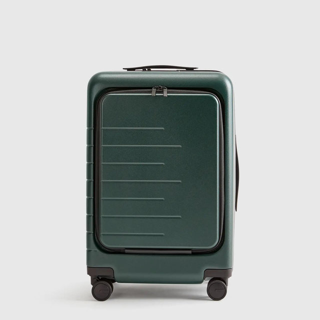Front Pocket Carry-On Suitcase - Dark Green