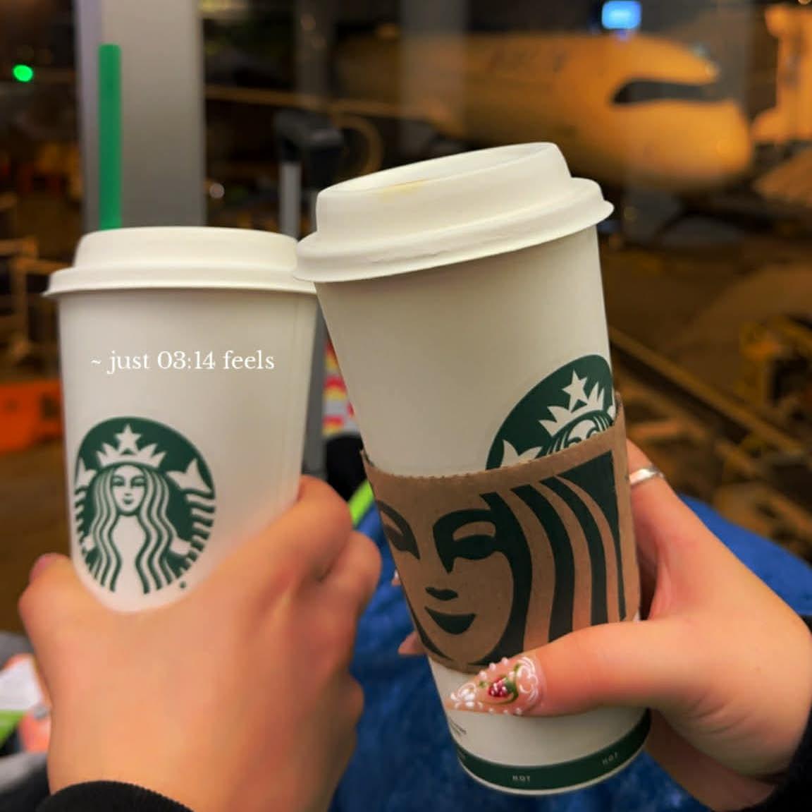 Coffee in the airport before our flight to Michigan