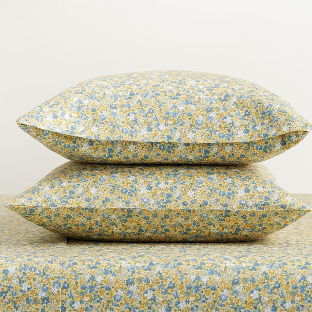 Ditsy Floral Percale Pillowcases, Yellow, Standard, Set of 2