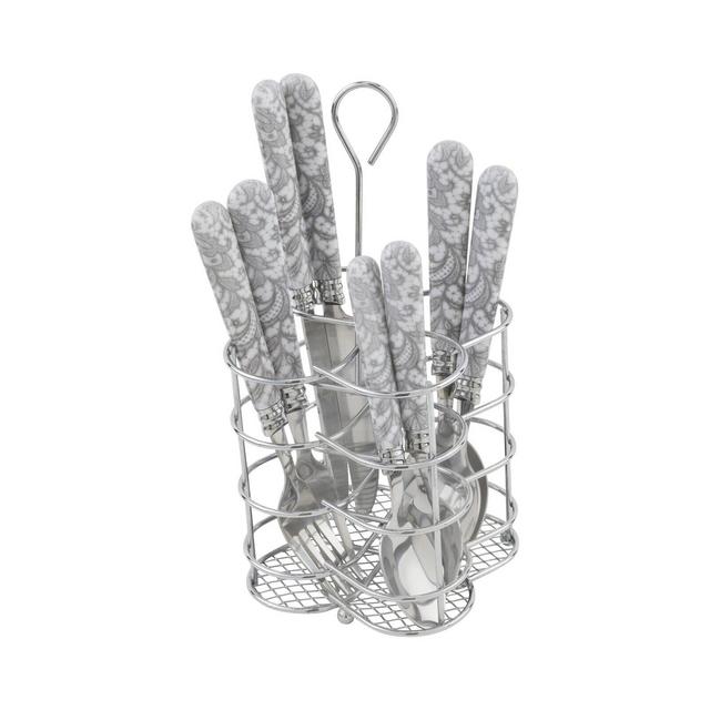 Lace Overlay 16 Piece Flatware Set, Service for 4