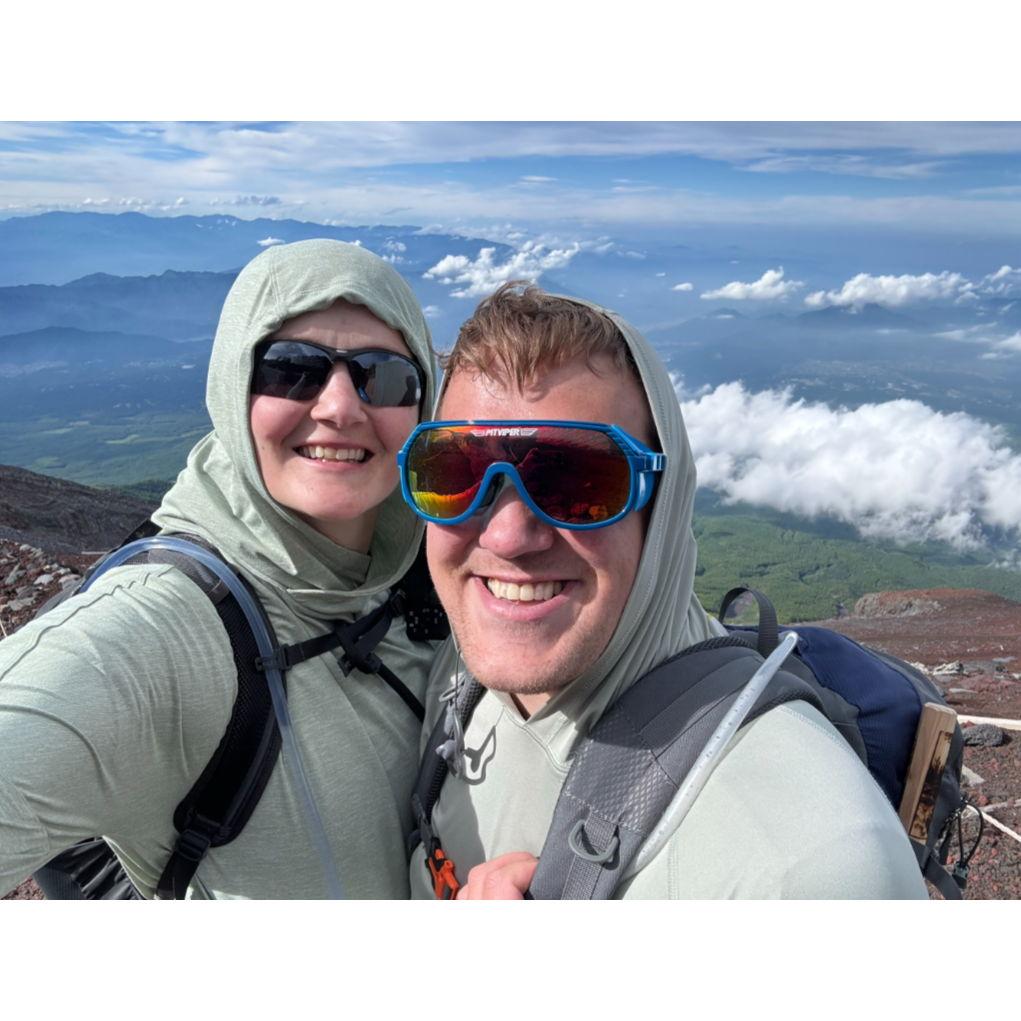 This was our "we are engaged!" selfie taken about two minutes after getting engaged on the side of Mt. Fuji.