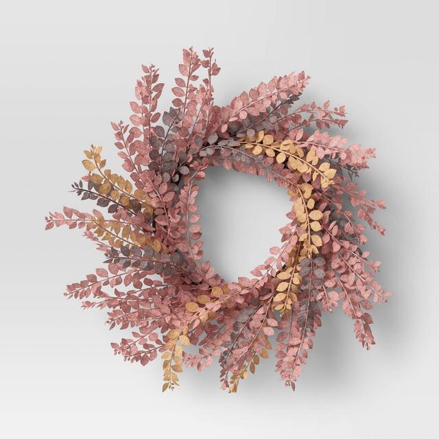 24" Leaf Wreath Red/Gold - Threshold™