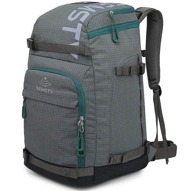 SEMSTY Ski Boot Bag, 55L Waterproof Ski and Snowboard Boots Travel Backpack for Skis, Snowboard, Ski Helmet, Goggles, Gloves & Accessories