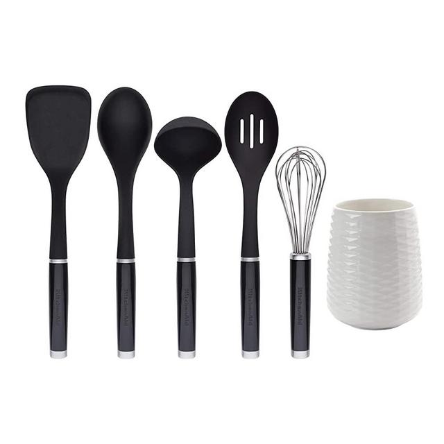 Kitchenaid Tool and Gadget Set with Crock, 6-Piece, Black
