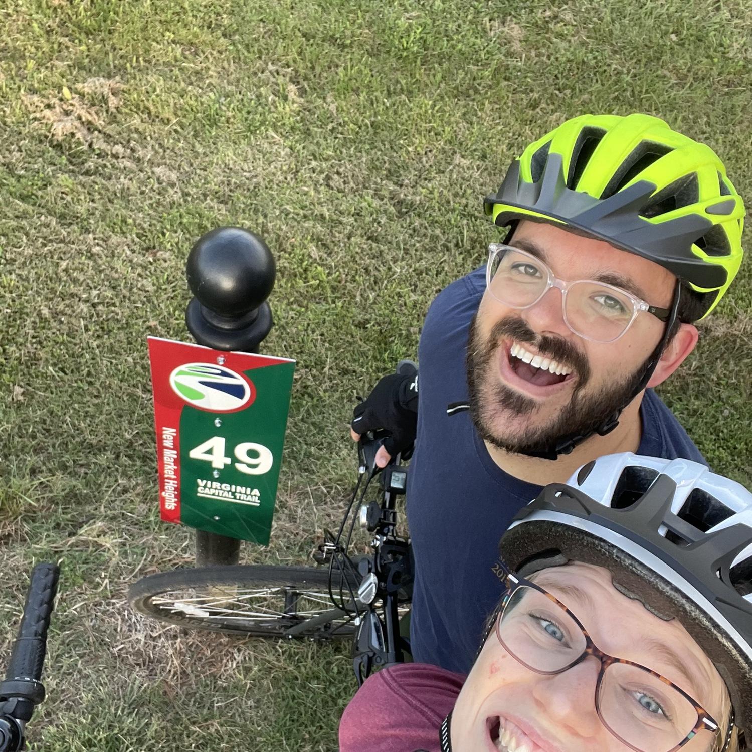 Exploring the biking trail outside of Richmond, where we set a goal of biking the whole 52 miles together in the future.