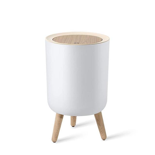 WDPUCHU Nordic Style Trash Can,Push Top Trash Can with Lid, Small Waste Basket, Plastic Trash bin Suitable for Kitchen, Bathroom, Bedroom, Living Room, Office, Outdoor, 7Liter/1.8 Gallon