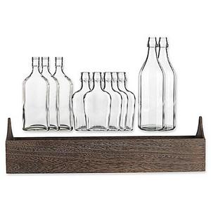 Home Essentials & Beyond - Home Essentials and Beyond 11-Piece Clear Glass Bottles and Wood Tray Set
