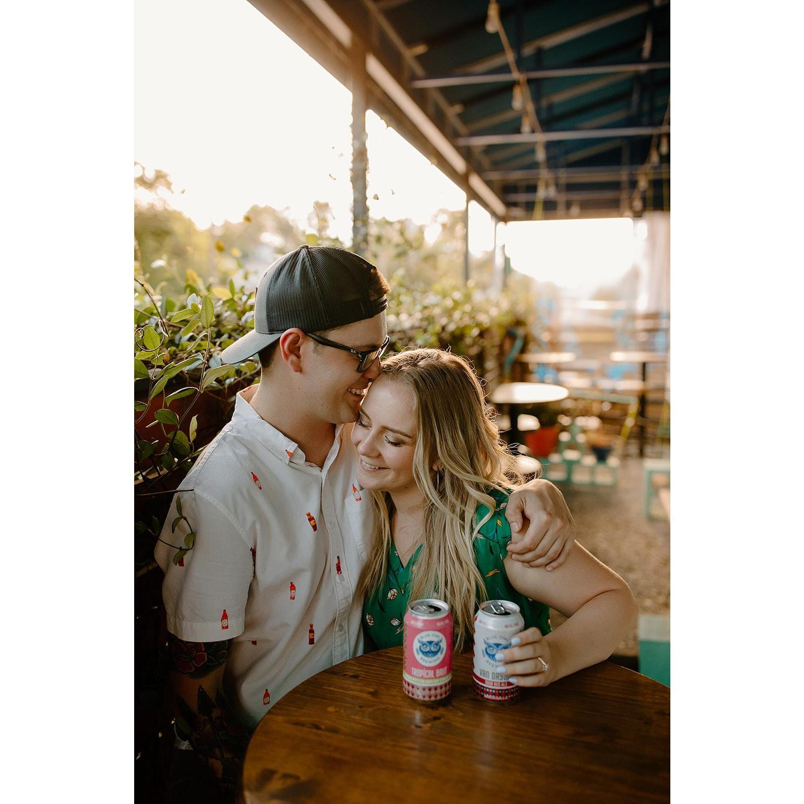 Our engagement photos - At our favorite brewery Blue Owl