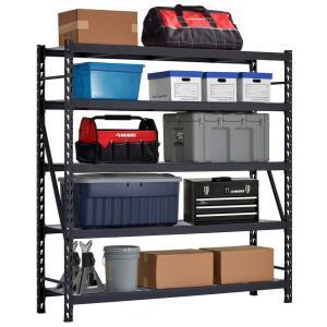 77 in. W x 78 in. H x 24 in. D 4-Shelf Welded Steel Garage Storage Shelving Unit with Wire Deck in Black
