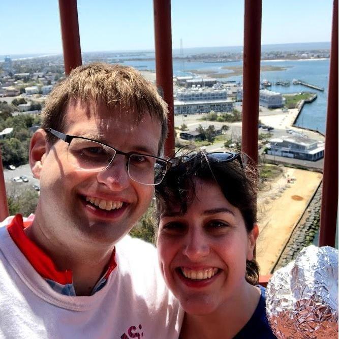 At the top of Barnegat Lighthouse in Long Beach Island, N.J.