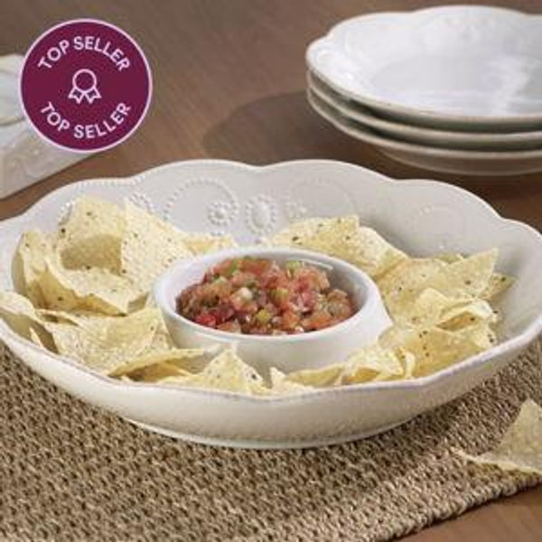 Lenox French Perle Chip and Dip Tray, White -