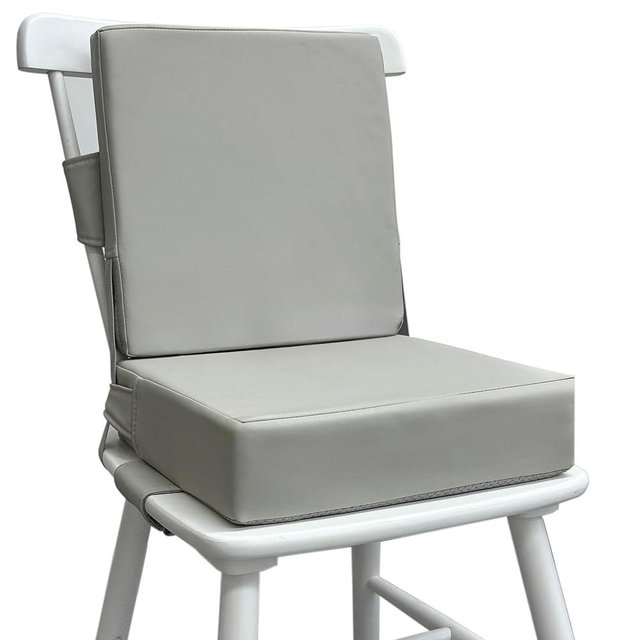 Eiury Booster Seat for Dining Table, PU Anti-Scratch Easy Cleaning Kids Toddler Booster Seat for Table, Portable Travel Increasing Cushion for Chair - Light Grey