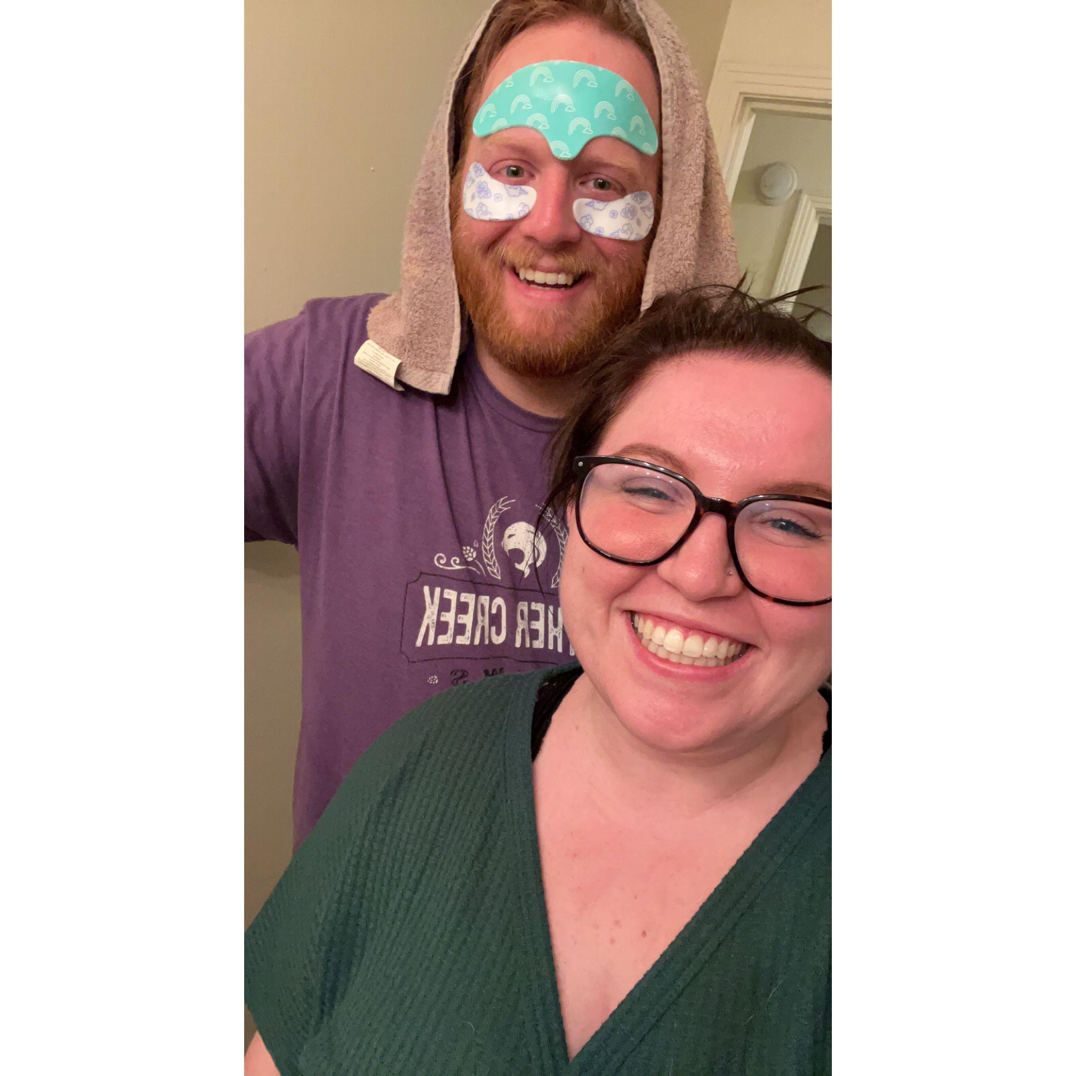 June 2022 - First picture together (was also spa night!)