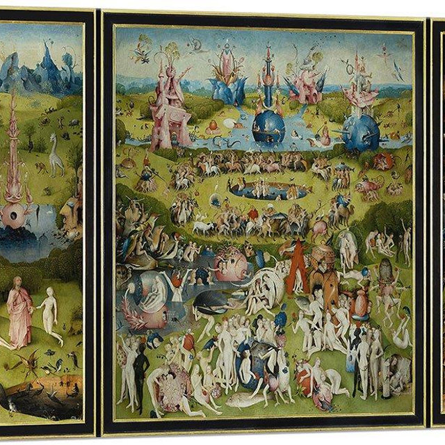 ARTCANVAS The Garden of Earthly Delights 1515 with Printed Yellow Black Border Canvas Art Print Stretched Framed Painting Picture Poster Giclee Wall Decor by Hieronymus Bosch - 40" x 26" (0.75" Deep)