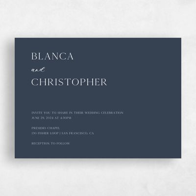 Grayed Navy, Blue Wedding Invitation - Gendron Landscape