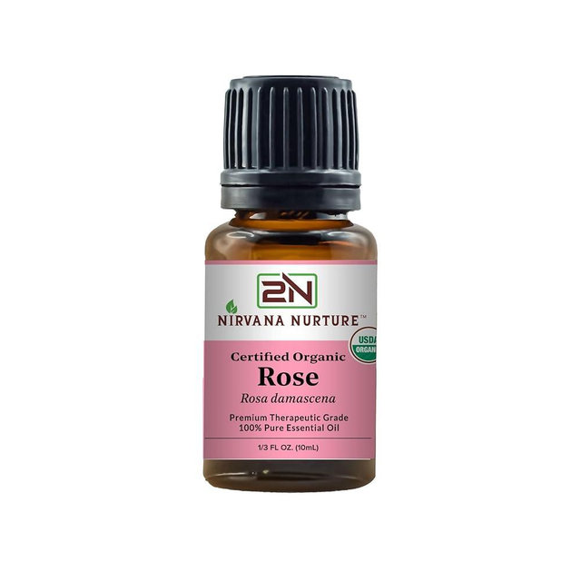 Nirvana Nurture Rose Essential Oil USDA Certified Organic 100% Pure Premium Therapeutic Grade, Undiluted - Aromatherapy Diffuser for Calm and Relaxation, Skin Care, Hair Care