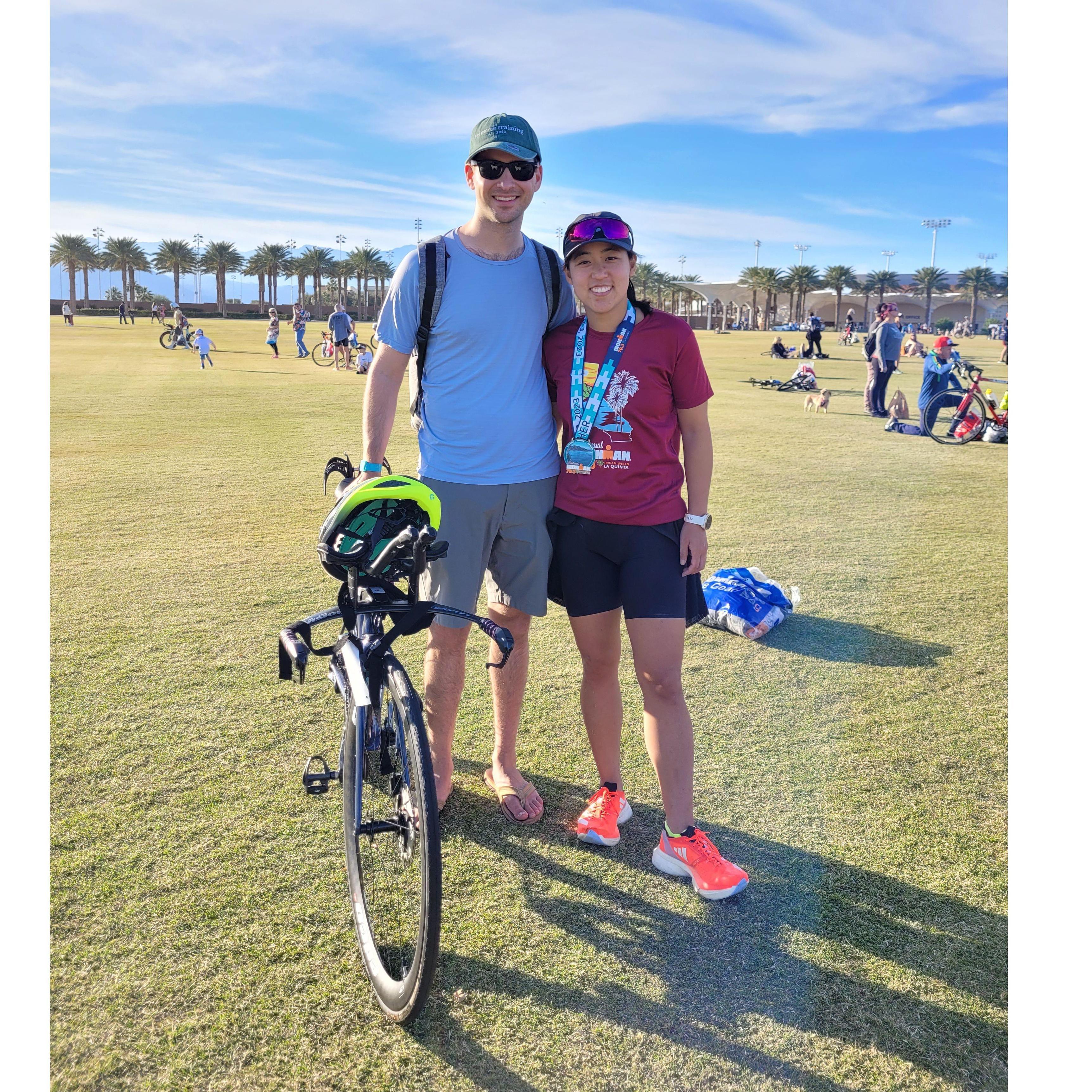 Tiffany finishing her first half iron man triathlon. She crushed it!